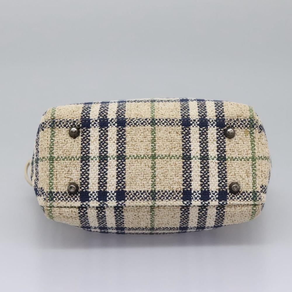 BURBERRY Nova Check Blue Label Hand Bag Canvas Beige Navy Auth BD035 - Picture 5 of 16